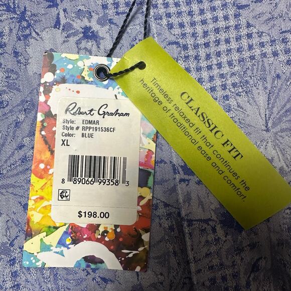 Robert Graham Classic Fit Edmar Blue Floral Button Down Shirt - Picture 4 of 6